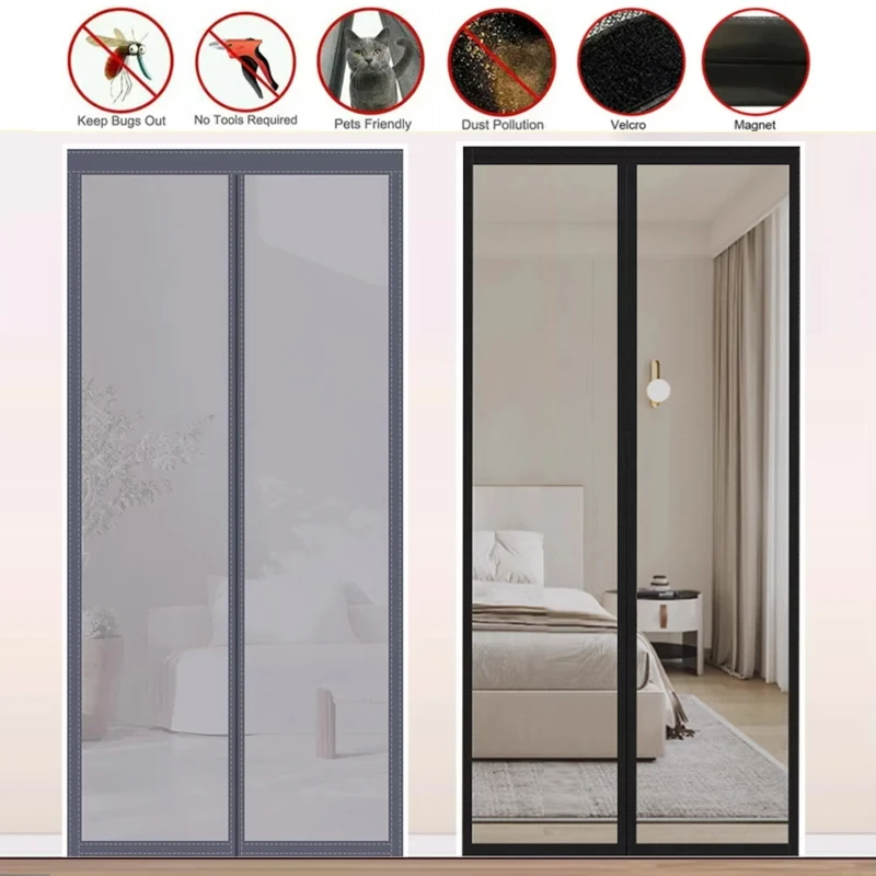 Custom size magnetic curtain,mosquito net door,Magnetic door curtain automatic closing,easy to install in living room，kitchen