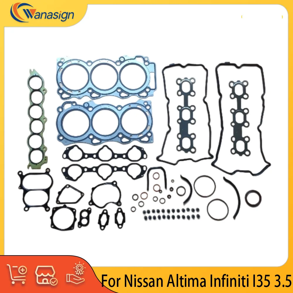 

Полный комплект прокладок двигателя подходит для газа 3,5 л V6 для Nissan Altima Quest Infiniti I35 2002-2009 гг. 3,5 л VQ35DE 11044-8J102 11044-8J107