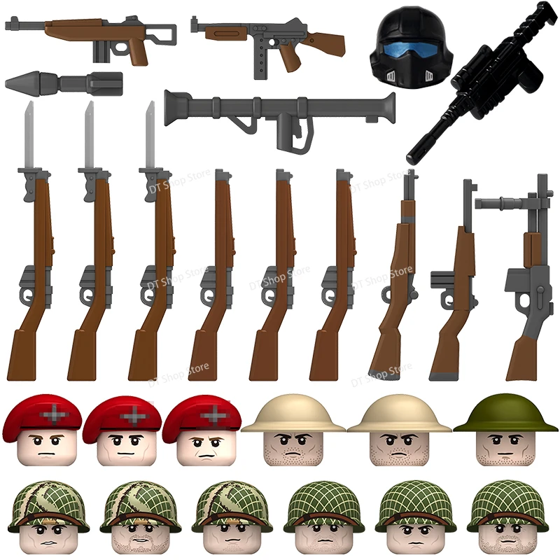 

N651-656 MOC, совместимые с военной войной, строительные блоки для третьей вечеринки, фигурки британской армии, подарок на фестиваль оружия для детей