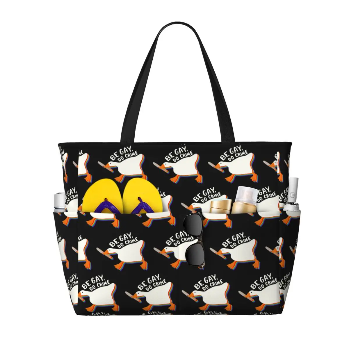 

Be Gay Do Crime Goose Beach Tote Bag Sport Gym Yoga Duffle Large Tote Bag Women Travel Bag Fitness bag