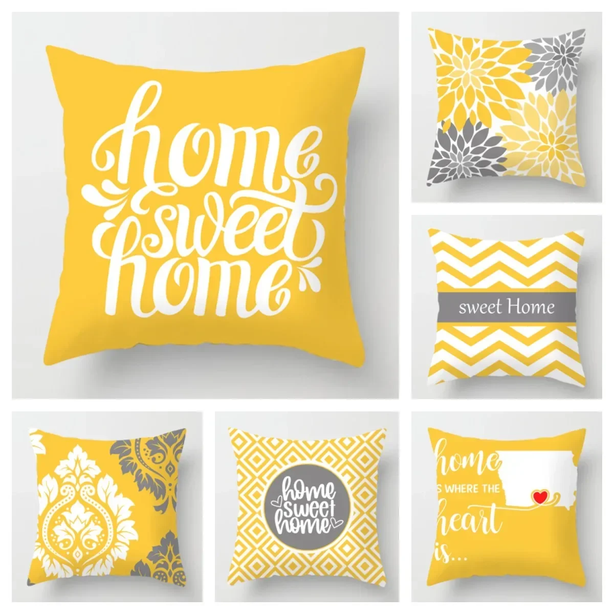 Nordic Yellow Sweet Home Pillowcase Home Decoration Living Room Sofa Decoration Pillowcase 40*40 Car Cushion Cover 50x50 60*60