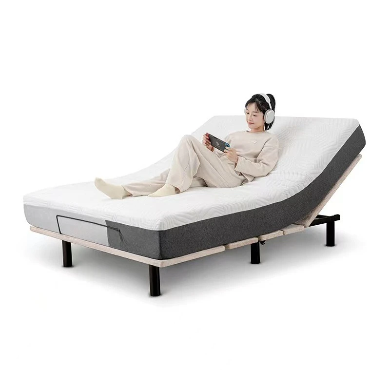 Metal solid wood electric bed frame bedroom multi-function electric liftable multi-function electric bed