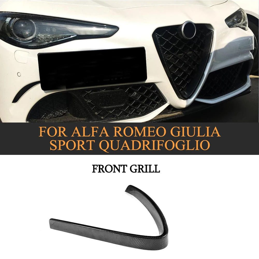 Carbon Fiber Front Grill Mesh Frame Cover For Alfa Romeo Giulia Base Sport Quadrifoglio Sedan 4 Door 2016-2018 Car Styling