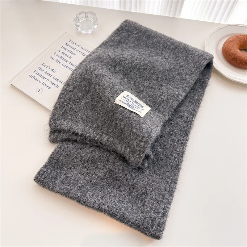 2024 New Wool Scarf Winter Warm Thickened Solid Warmer Scarves Men Women Fashion Knitted Versatile Shawl Soft Neck Bib Designer