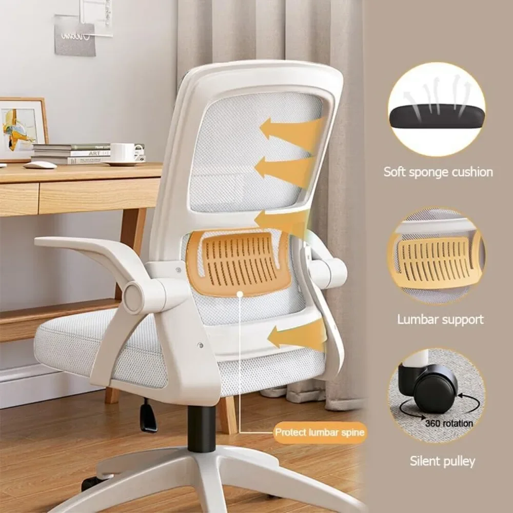Ergonomic Office Chair with Breathable Mesh Back,  Adjustable Height, Swivel Chair with Flip-Up Arms and Lumbar Support