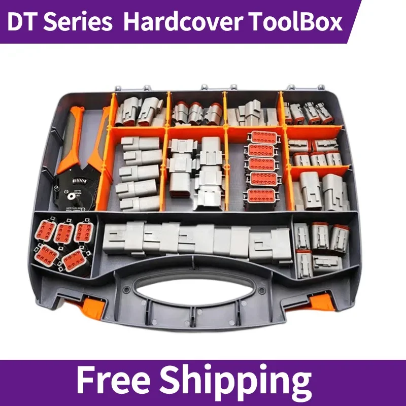 DT Connector Box Kit Toolbox Deutsch Series Waterproof  Auto Wire with Terminal and Pliers DT06-2/3/4/6/8/12S DT04-2/3/4/6/8/12P