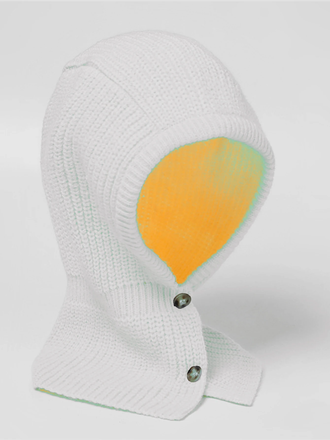 Women Knitted Wool Balaclava Hat Autumn Winter Soft Warm Wollen Scarf Beanies Button Adjustable Fashion Skullies Cap Girl