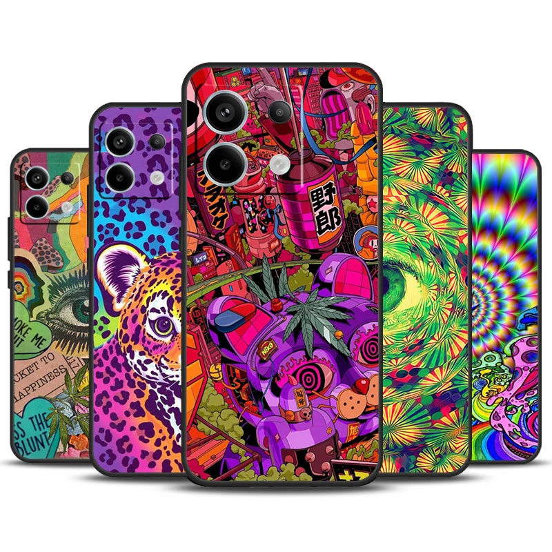 Colourful Psychedelic Trippy Art Case For Redmi Note 13 Pro Plus 9 10 11 12 Pro 9S 10S 11S 12S Cover For Redmi 12 C 10C 13C