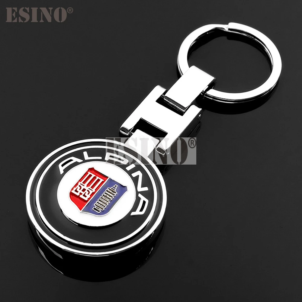 Design de moda acessório de carro 3D metal liga de zinco tipo H chaveiro de dupla face para Alpina