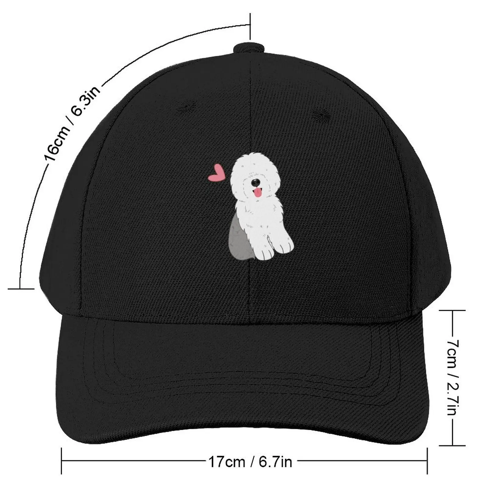 Cute Grey Gray and White Old English Sheepdog Puppy Baseball Cap birthday fashionable Hats Man Women's