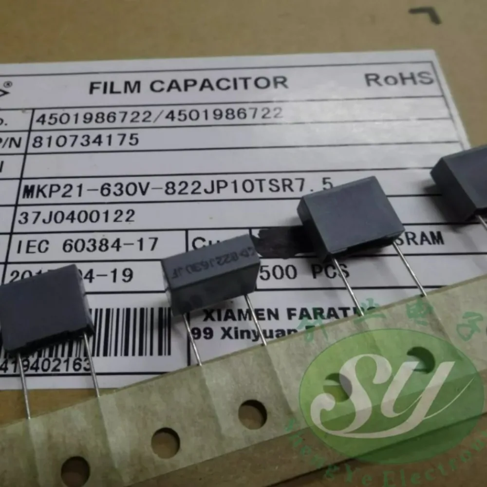 

20pcs/lot Fara MKP21 0.0082uf 630v 8200pf 8.2nf 8n2 822 J brand new 10mm film capacitor