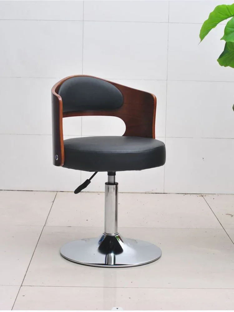 Solid wood backrest, small disc top layer cowhide computer chair, lifting small swivel chair, desk chair, front desk chair