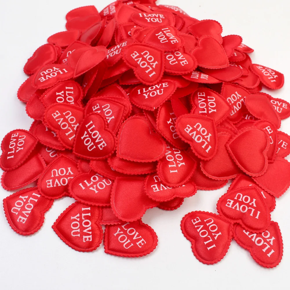 100pcs Fabric Heart dia 3.5x2.5cm Love you Wedding Party Confetti Table Decoration birthday party Decorative Supplies