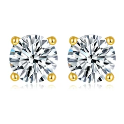 2 Carat Moissanite Plating 14K Yellow Gold S925 Silver Earrings Women Engagement Stud Earrings Wedding Jewelry
