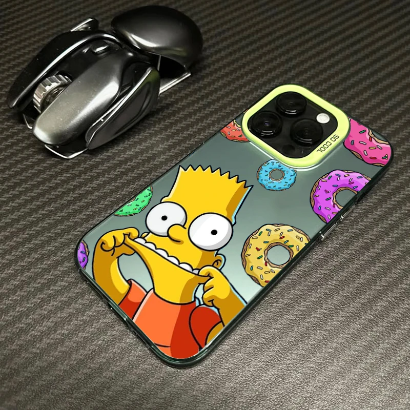 The Simpsons Cute Humorous For Apple iPhone 15 14 13 12 11 XS XR X Pro Max Plus Colorful Silver Cover Phone Case