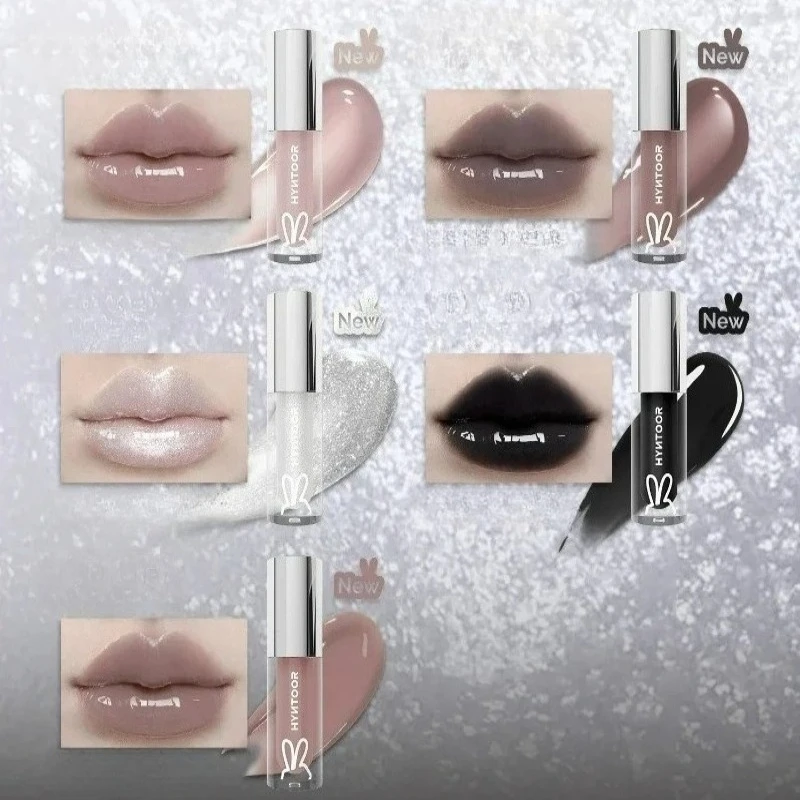 hyntoor-gotico-brilho-labial-sombra-punk-preto-prata-flash-fino-baixa-saturacao-halloween-cosplay-espelho-labio-vitrificado-olhos-maquiagem