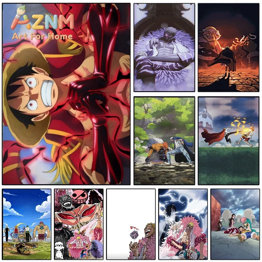 Tableau mural sur toile d'anime One Piece, sans cadre, Monkey D Luffy, Conqueror Haki, impression manga, peinture, décoration murale pour chambre, salon, maison