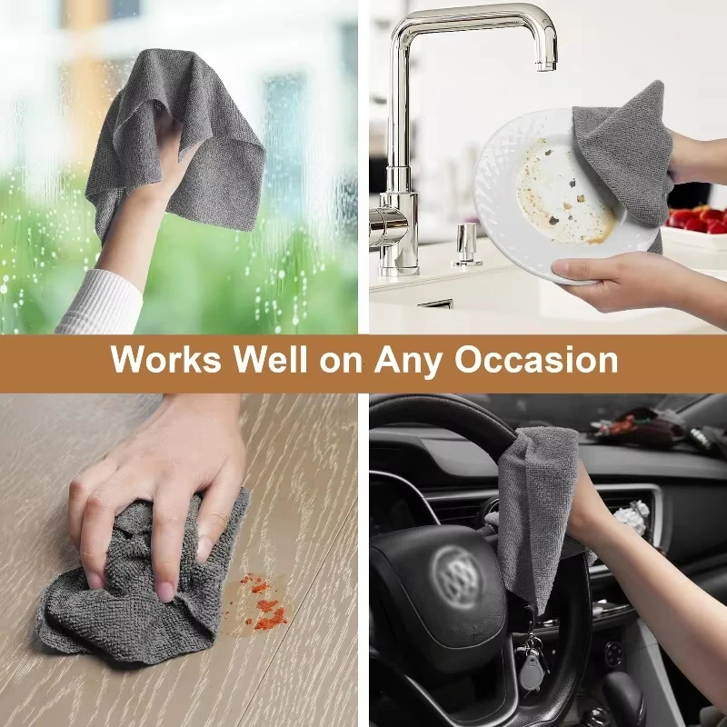 20pcs/Roll Microfiber Tear-Towel Roll Thickened Dry Wet Dual-use Strong Absorbent Cloth Reusable Disposable Kitchen Wipes view 4
