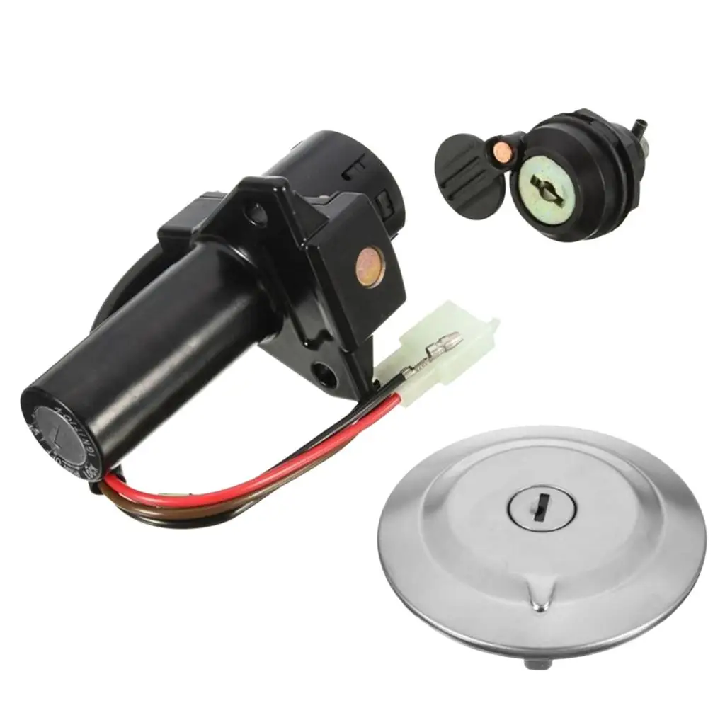 Motorcycle Ignition Switch Fuel Gas Cap Cover Seat Lock Key Set Kit for 02-13 Yamaha YBR 125