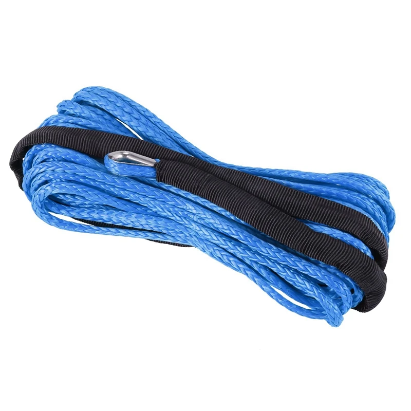 2Pcs 3/16 Inch X 50 Inch 7700 Lbs Synthetic Winch Line Cable Rope With Protection Sleeve For ATV UTV (Blue)