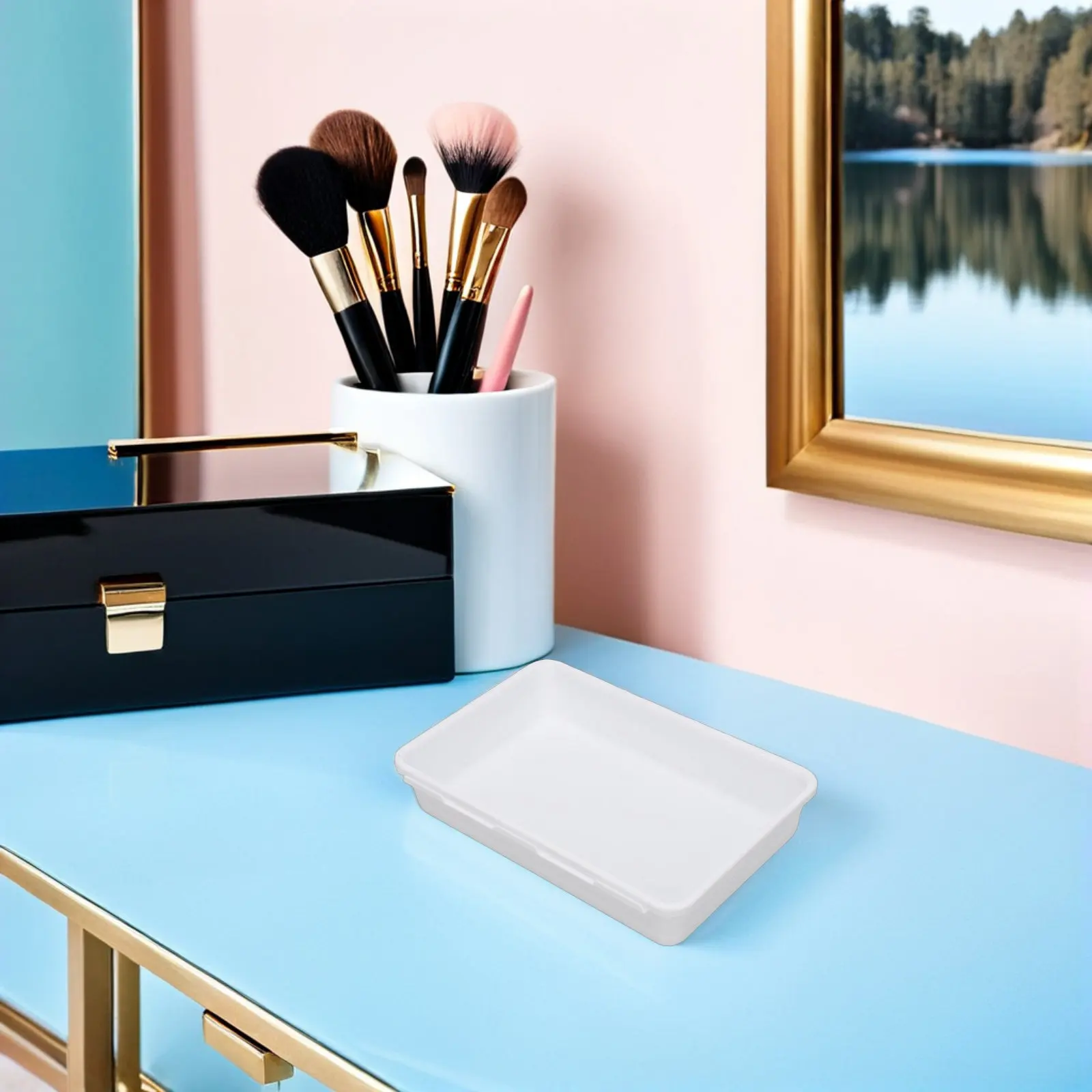 16Pcs Square Desktop Storage Box Set with Adjustable Drawer Dividers for Makeup Skincare & Small Items Organizing