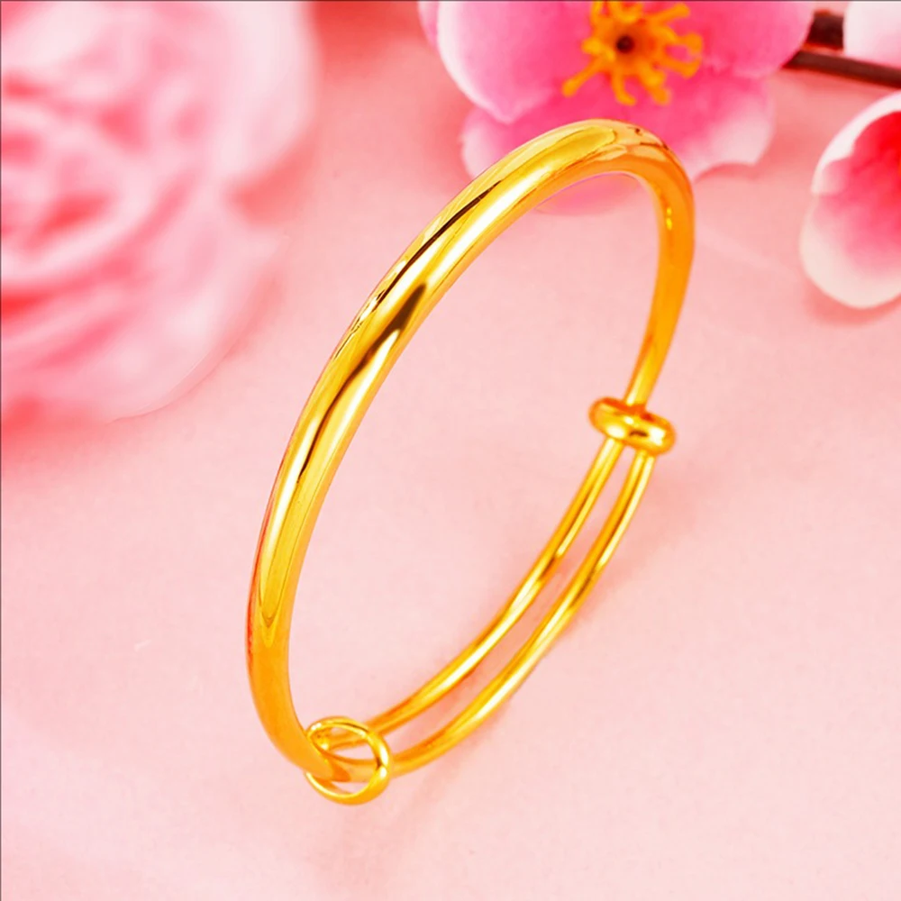 

Luxurious Imitation Golden Bracelet Meteor Shower Smooth Sliding Ethnic Style Bangle for Women