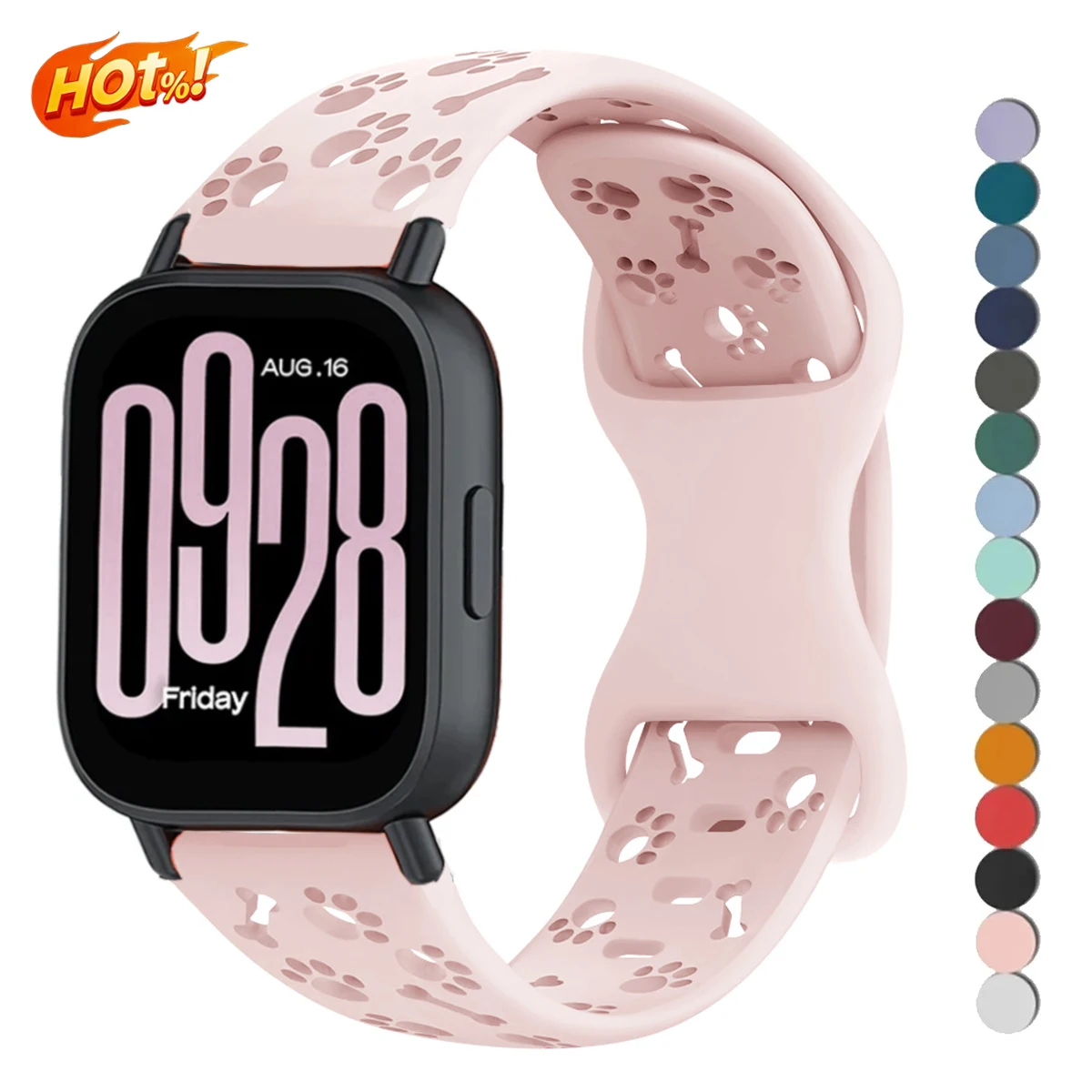 22mm Weiches Silikonarmband für Redmi Watch 5 Lite Hundepfoten-Design Correa-Band für Xiaomi Redmi Watch 5 Active Ausgehöhltes Sport-Armband