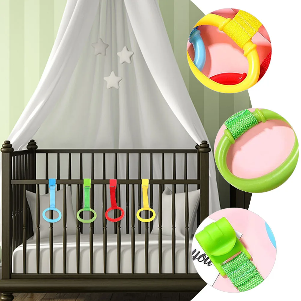 

6pcs Baby Standing Rings Crib Accessories Safe Growth Children Learning Stand Up Walking Tools Baby Hand Pull Ring Infant Bed