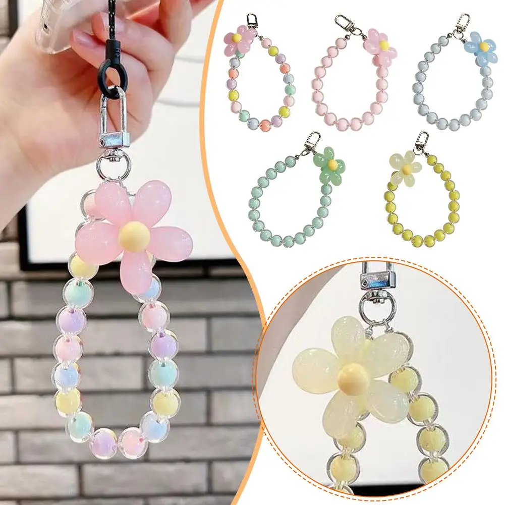 Macaron Color Cell Phone Charm Lanyard Strap Chain Mobile Phone Case Pendant Car Keychain Woman Girl Bag Camera For Airpods U8I7