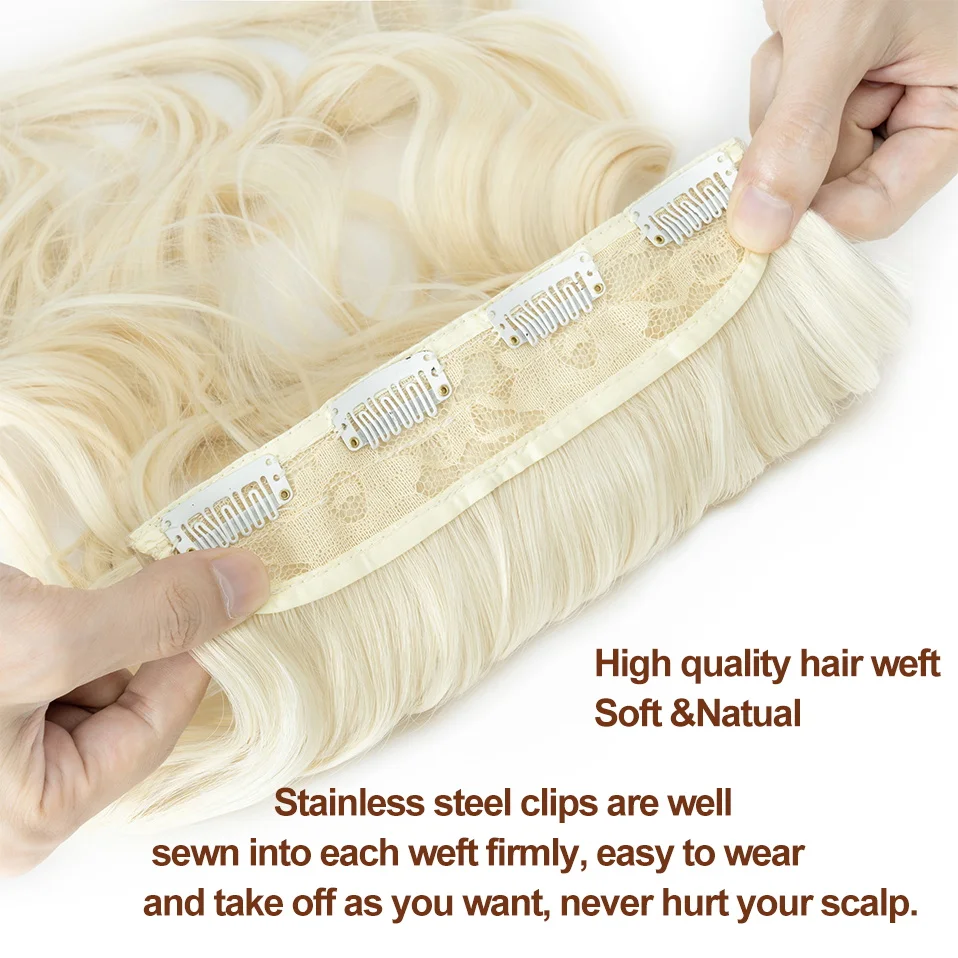 Set de 4 piezas clip extensiones con reflejos ondulados rizados largos sintéticos para mujeres 22 pulgadas 180g 4
