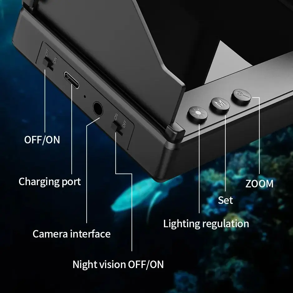 15/20/30m 4.3 Inch Display Underwater 220°  Fish Finder LCD Fishing Camera Waterproof IPS 1080P 9 Hours Endurance Night Vision