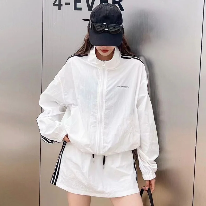 

Женская летняя новая спортивная одежда, солнцезащитный костюм, легкая повседневная юбка длиной f, комплект из двух предметов, модная верхняя одежда