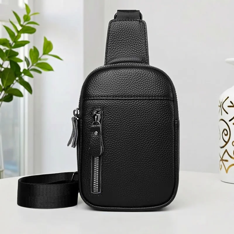 leather-chest-bag-men's-single-shoulder-bag-casual-outdoor-sports-lightweight-mobile-phone-bag-first-layer-cowhide-leather
