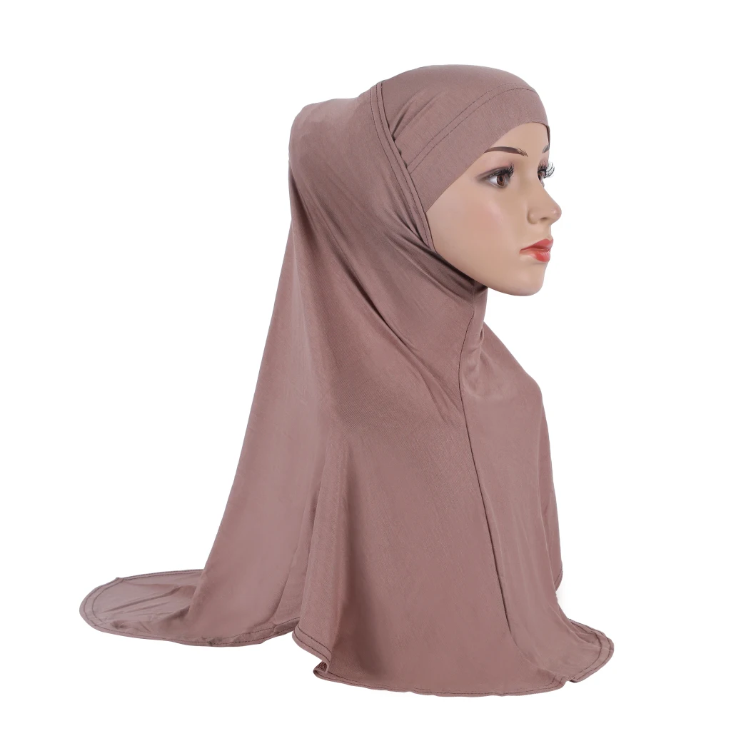 H037 Plain Modal Two pieces pray hijab outside hijabi with underscarf muslim scarf islamic headscarf hat armia pull on headwrap