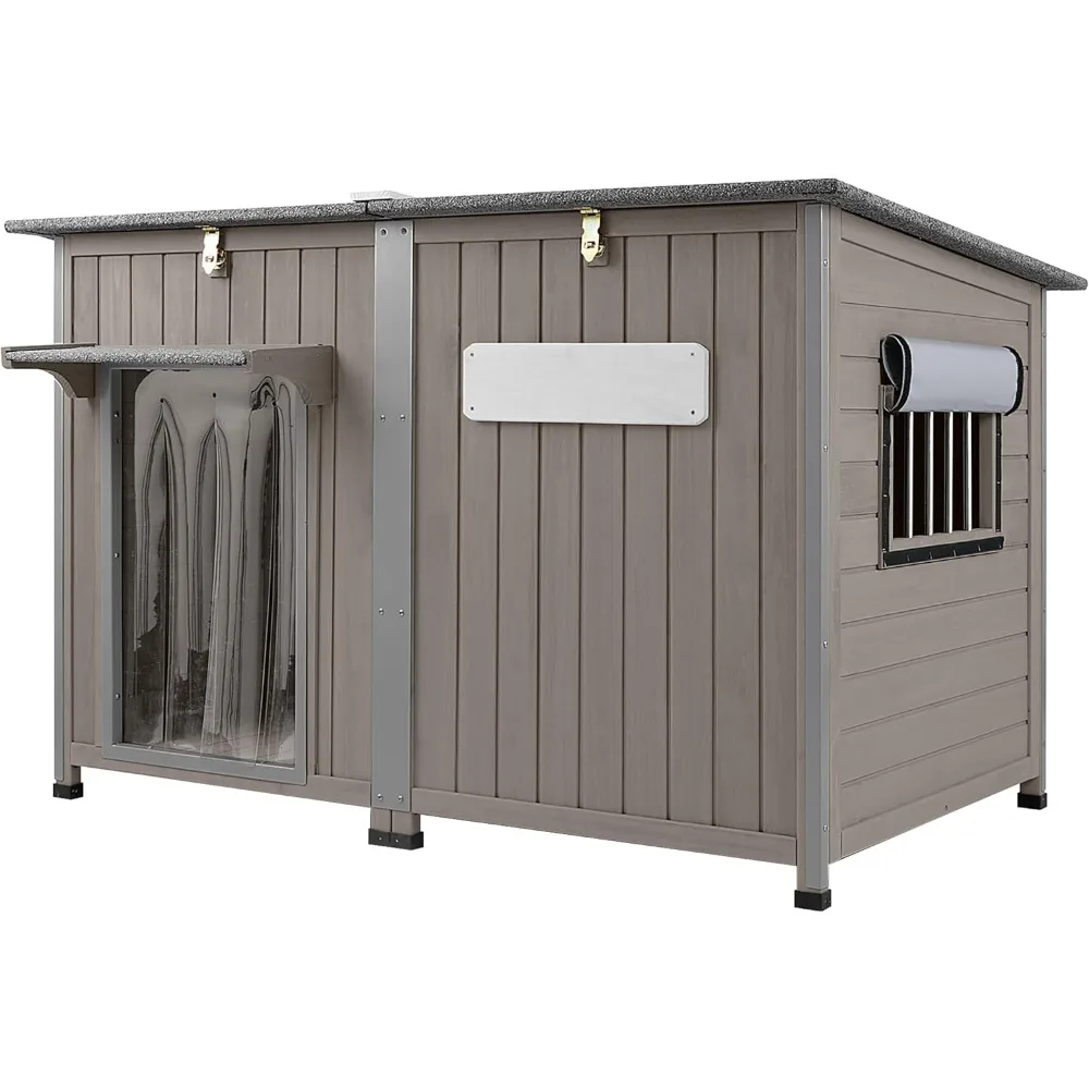 

55 Extra Large Outdoor Dog House Weatherproof Wooden Doghouse Indoor for Large Breed Dogs with Anti Bite Frames with