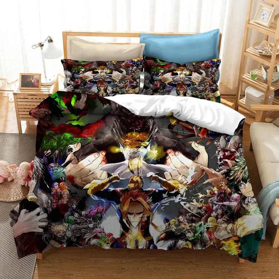 Anime 3D Printed My Hero Academia Duvet Cover Pillowcase Bedding Set Double Twin Full Queen King Adult Bedclothes Quilt Cover