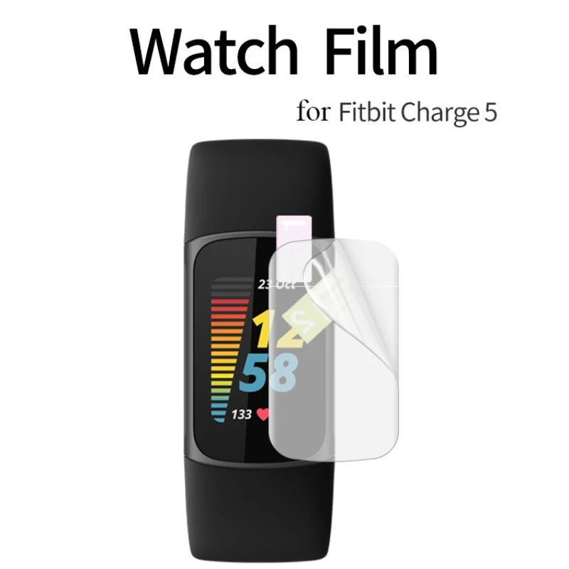 Protetores de tela para Fitbit Charge 4, Charge 5 Gel Protetor de tela macia resistente a riscos Películas transparentes para relógio inteligente