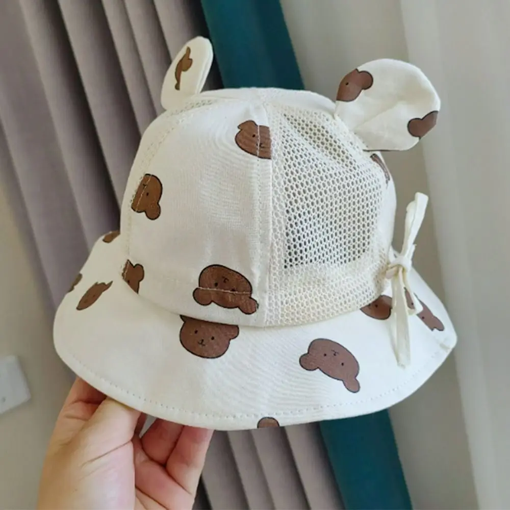 Cartoon Bear Baby Bucket Caps for Boy Girl Cute Animal Printing Infant Fisherman Hat Summer Toddler Panama Sun Cap