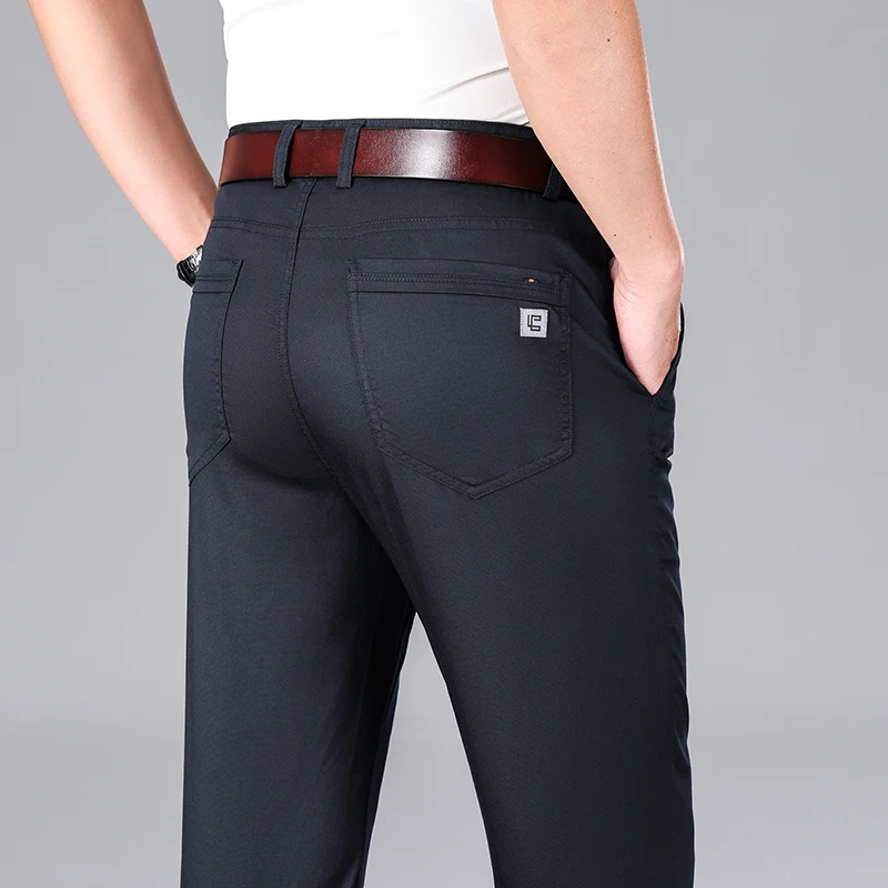 Pantalones informales de alta calidad para hombre, ropa fina y holgada, de tubo recto, formal, para oficina y negocios, verano, 2024