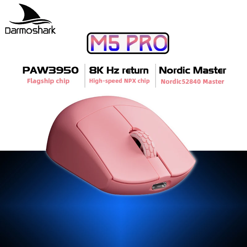 Darmoshark M5PRO 8KHz Wireless Bluetooth Gaming Mouse PAM3950 N52840 30000DPI 750IPS Mice Laptop Desktop Computer PC Gamer Parts