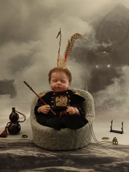 0-1 Month Newborn Photography Clothes Wukong Cosplay Costume Studio Baby Goku Game Theme Photo Outfit Headwear Decorative Props