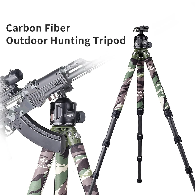 Professional Heavy Duty Carbon Fiber Hunting Tripod Stand with Camouflage Sleeves for Outdoor Predator Shooting