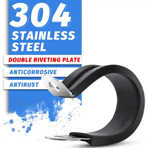 Imagen 2 del producto Abrazadera de tubo de 20 piezas, Clips P forrados de goma, 3/4 "", 5/8"", 304 acero inoxidable, montaje de Cable R, abrazadera de manguera, abrazadera de soporte de tubo fijo