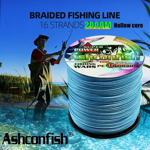 Ashconfish 슈퍼 파워 16 가닥 땋은 얼음 낚시 2000M PE 바닷물 바다 낚시 500LB 강한 저항 직조 중공 코어