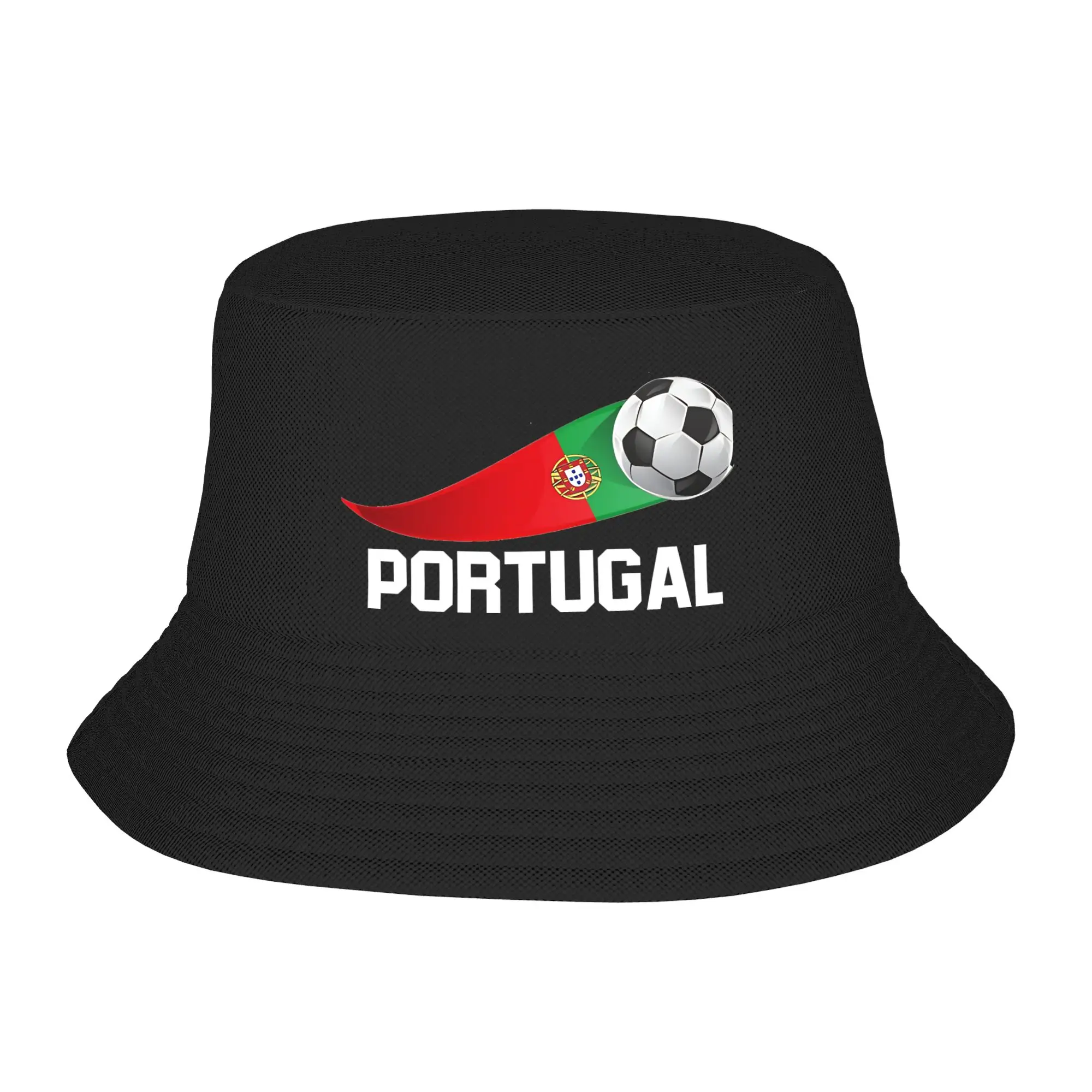 Chapeaux seau unisexes mignons avec drapeau du Portugal, tenues de football, chapeaux Bob pour les vacances, couvre-chef léger