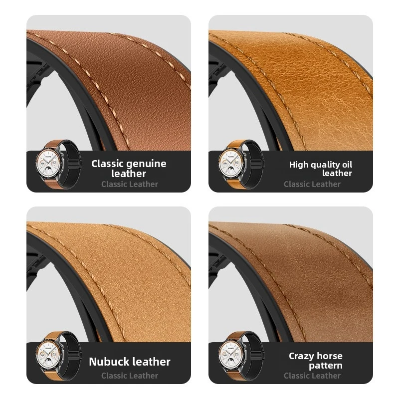 New Trendy Exquisite Leather Band Interchangeable Wristband Magnetic Watch Clasp Business Style Suitable Smartwatch Straps Men