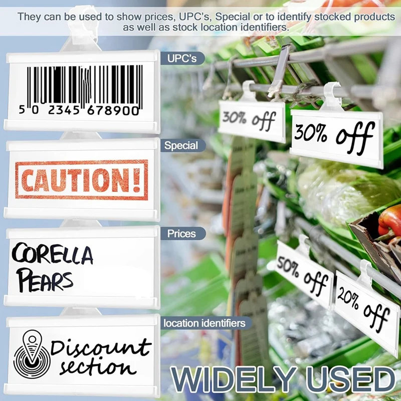 150 Pieces Plastic Wire Shelf Label Holders, Reusable Price Label Holder With Locks, Label Display Holder Easy Install