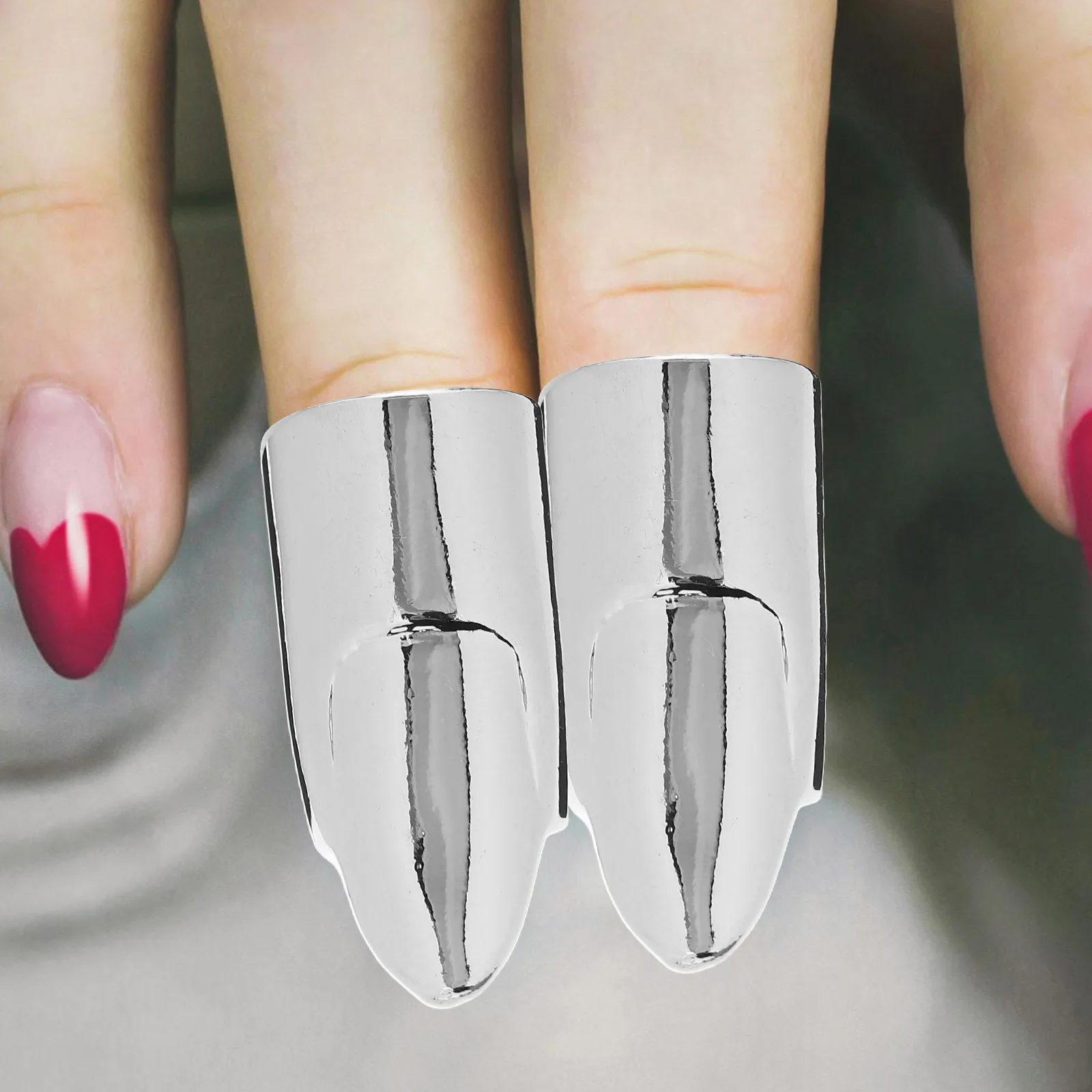 

2 Pcs Nail Set Rings Metal Opening Index Stackable Knuckle Rings for Women Punk Nail Jewelry Decorations