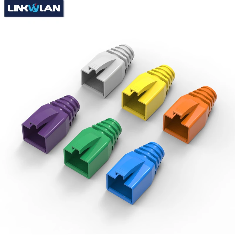 (50 sztuk/paczka) kabel sieciowy RJ45 buty plastikowe 7.5-8.0mm rękaw ochronny odciążenie dla Cat6A Cat7 modułowa ochrona wtyczki