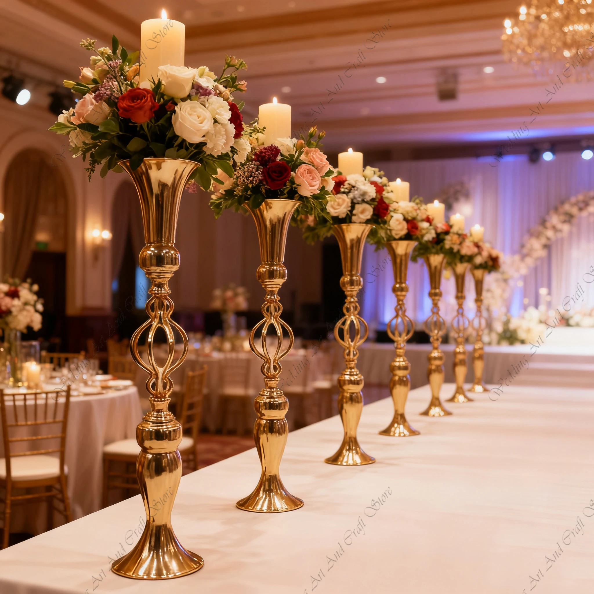 

10 шт. f30 70-120 см золотой металлический железный подсвечник современный дорожный направляющий держатель для свечей свадебное украшение для сцены фон ivy460